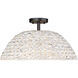 Rue 3 Light 19 inch Matte Black Semi-flush Ceiling Light in Painted Sweet Grass